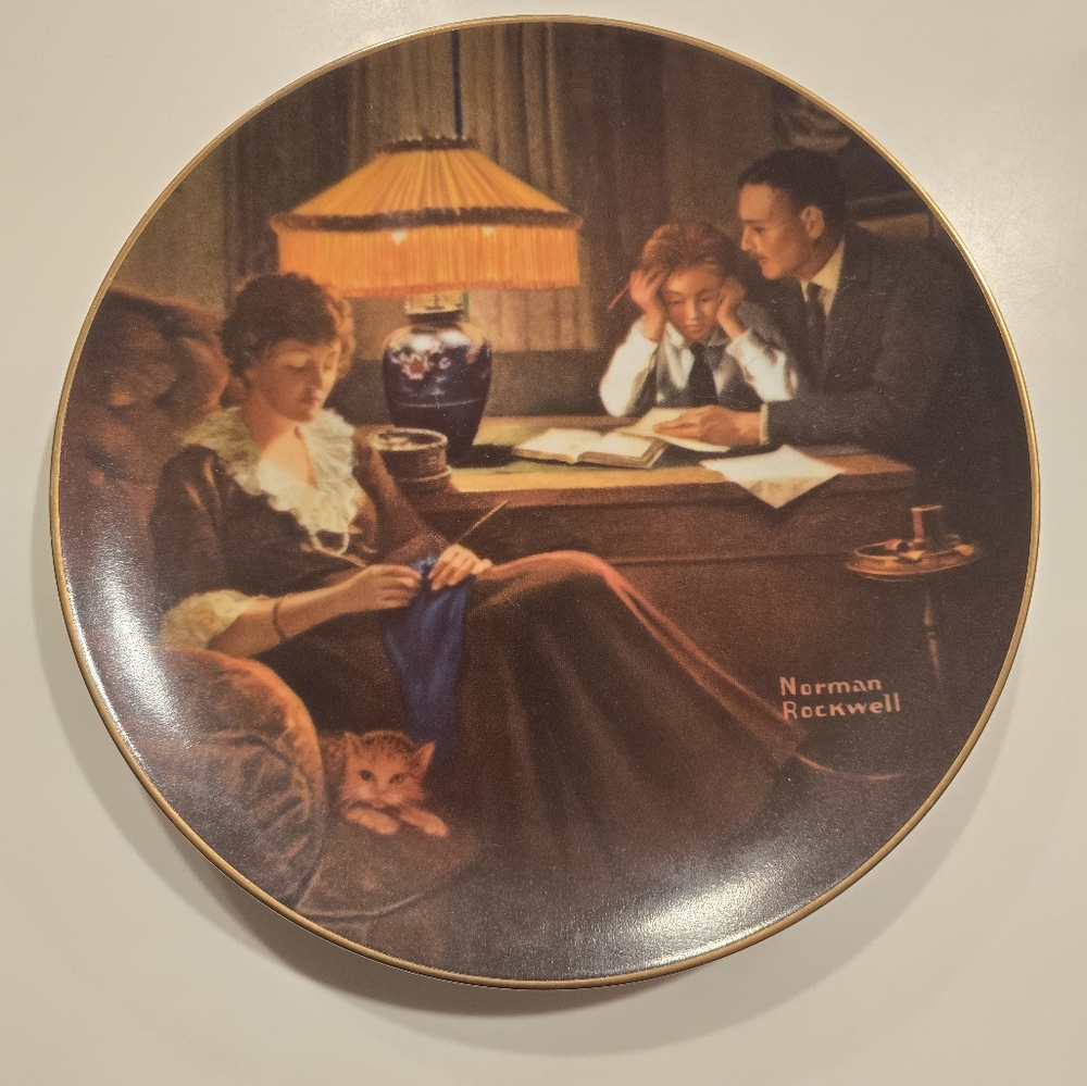 The Bradford Exchange Norman Rockwell Decorative Plate - Brown and Gold